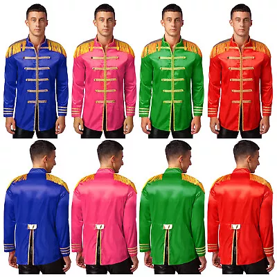 US Mens Cosplay Costume SGT Pepper Budget Jacket Hippy Medieval Satin Jackets • $17.19