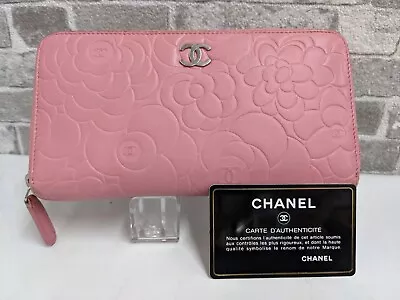 Chanel Camellia Coco Mark No. 17 Round Zipper Long Wallet Pink Genuine W/ Serial • $279.90