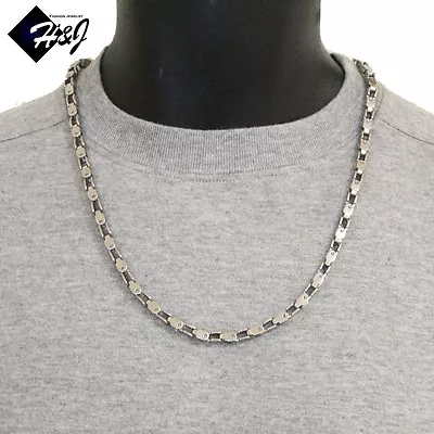 24 MEN's Stainless Steel 5mm Silver Box Bike Link Chain Necklace • $15.99