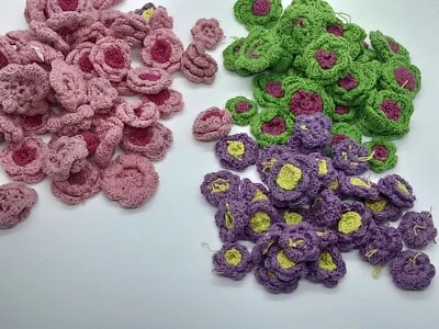 £2.99 • Buy Hand Made Crochet Flower Three Colour Full Beautifully Cotton Thread