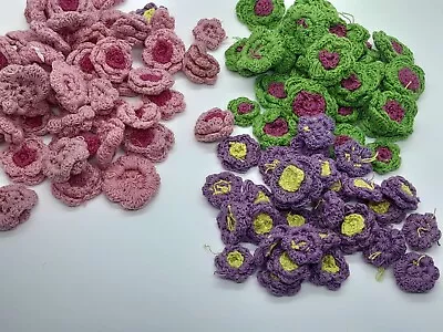Hand Made Crochet Flower Three Colour Full Beautifully Cotton Thread • £3.99