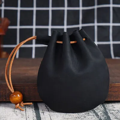 Vintage Coin Purse Handmade Cowhide Leather Drawstring Storage Bags Small Wallet • $16.07