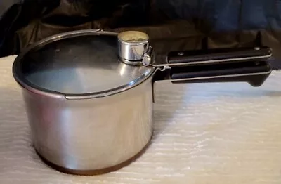 Vintage Revere Ware 1801 Stainless Pressure Cooker 4 Qt. Pot Copper Clad Bottom • $37.99