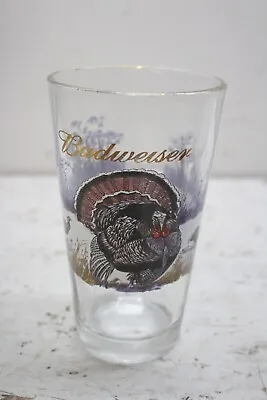 Vintage 1999 Gold Rim Budweiser Wild Turkey Pint Glass Collectible • $16.39