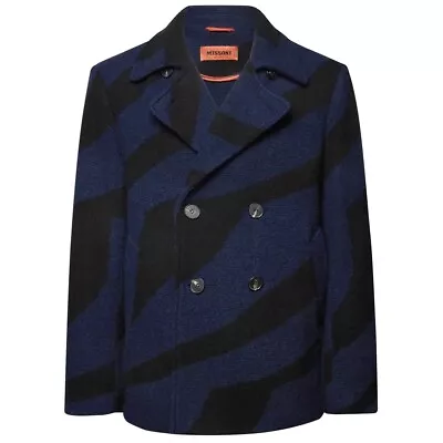 Missoni $2.5k Wool Knit Peacoat IT50/L Double-Breasted Navy Mens • $528