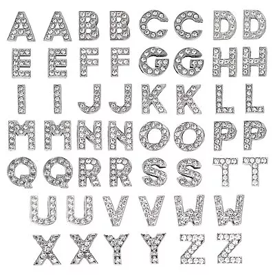 2 Sets Of A-Z 8mm Full Rhinestone Slide Charms Crystal Alphabet Letter Beads ... • $19.57