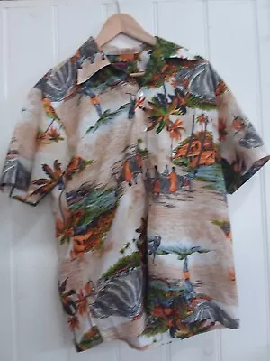 Vintage Hawaiian Shirt Large 1960s Tikki Surf Mambo  • $80