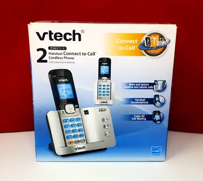 Vtech Cordless Phone System 2 Handsets Bluetooth Connect To Cell  DS6511-2 New! • $44