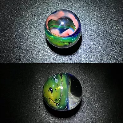 1.0” “Rainbow Road” Space Gold Fume Glass Art Eyeball Marble Hand Made USA • $29.99