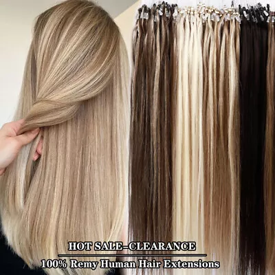 Micro Ring Beads Loop Link Real Remy Human Hair Extensions Thick Balayage 0.5g/s • $30.27