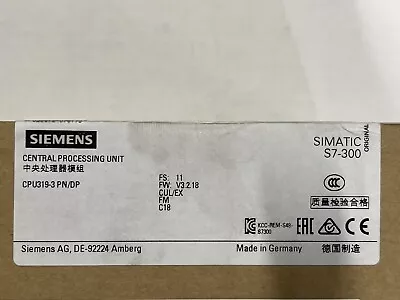 Siemens Simatic S7-300 6ES7 318-3EL01-0AB0 CPU Brand New Sealed CPU319-3 PN/DP • $3468