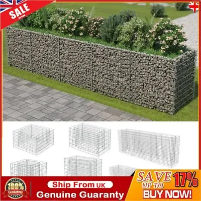 Wire Gabion Wall With Covers Galvanised Steel Stone Basket Cage Plant Raised Bed • £50.79