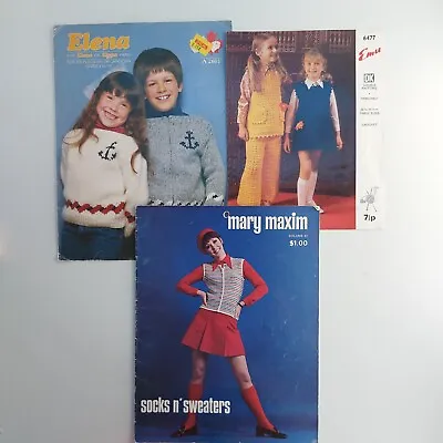 Elena Mary Maxim Pattern Knitting Patterns Magazine Vintage Lot 3 • $5.96