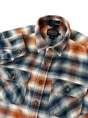 Pendleton Men’s Medium Orange Plaid Burnside Flannel Long Sleeve Shirt  • $29.88