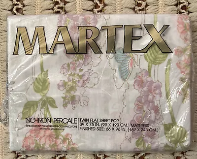 Vintage Twin Flat Sheet Martex Floral Butterfly NEW Sealed • $7.50