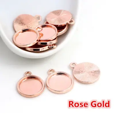 £1.50 • Buy 10pcs Rose Gold  Round  Cabochon Pendant Settings  Fits 12mm  Cameo, Bezel