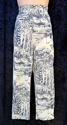 DESIGUAL Botanical & Boat Print Paperbag Elastic Waist Pocket Pants Sz L/12 • $60