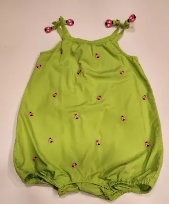 Gymboree Pretty Lady Green Embroidered Ladybug Bubble Snap Crotch Size 3T EUC • $7.99