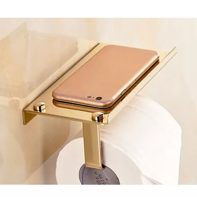 Toilet Paper Holder With Mobile Phone Storage Shelf Holders Wall Mounted Rack • $16.76