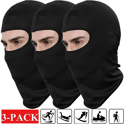 3 Pack Men Balaclava Black Face Mask Cap Lightweight Motorcycle Ski Warmer USA • $8.31