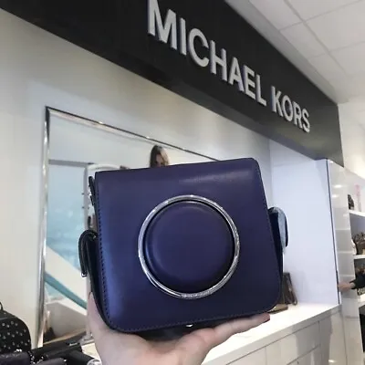 Michael Kors Scout MOLDED Camera BLACK/PURPLE Leather Shoulder Bag NWT  • $160