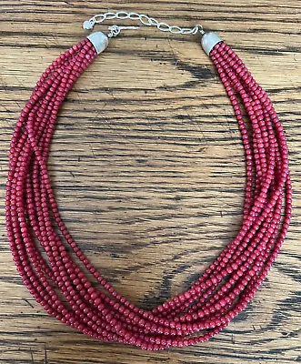 Jay King DTR Desert Rose Trading Sterling 10 Strand Red Coral Necklace • $55