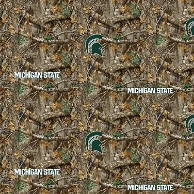 Michigan State University Spartans MSU Cotton Fabric REALTREE Camo-By The Yard • $17.99