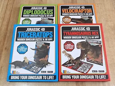 4x 3D Wooden Dinosaur Puzzles/Models 4D Smartphone APP Function New & Sealed  • £16.99