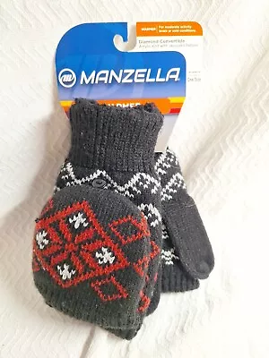 Manzella Women's Diamond Convertible Gloves Black Red Grey One Size Warmer • $19.99