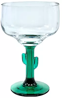 Libby Margarita Glass With Green Cactus Stem Glassware 12oz MCM RETRO GREAT COND • $8.72