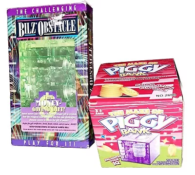 (Lot Of 2)- BILZ OBSTACLE & PIGGY BANK MAZE GAMES Bank  Money Gift Box  Puzzles • $18.99