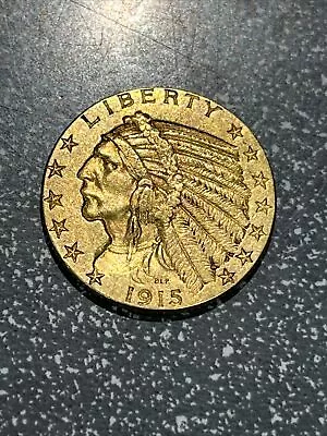 1915 US $5 Five Dollar Indian Head Half Eagle GOLD Coin • $648