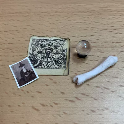 $27.59 • Buy Artisan Dollhouse Miniature Halloween Decor Spooky Crystal Ball Witch Bone Lot