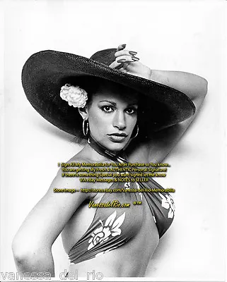 Vanessa Del Rio Photo Hat Criss Cross Scarf 8x10 RARE! 1975 Sign After BUY W/COA • £24.28