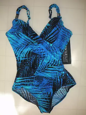 MIRACLESUIT Blue Shadowcat Siren 1PC Underwire Swimsuit Sz 8 NWT • $74