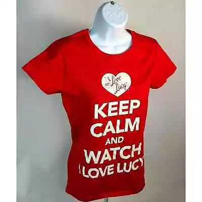 I Love Lucy Keep Calm Watch ILL Red Licensed T Shirt Women Size S 100% Cotton • $14.95