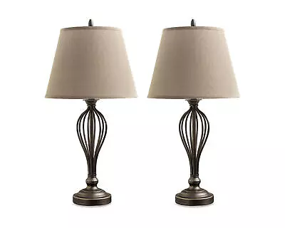 Signature Design By Ashley 28.38  Metal Table Lamp Set Of 2 Bronze Finish • $99.99