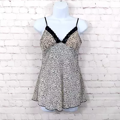 Env Top Womens Medium Beige Floral V Neck Sleeveless Cami Vintage Y2K 2000s Sexy • $34.99