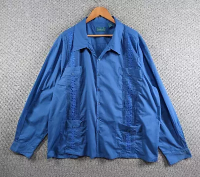 £24.50 • Buy TROPICOOL Vtg Men's Long Sleeve Guayabera Cuban Mexican Button Shirt 3XL TALL