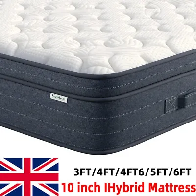 10'' Deep Mattress Pocket Sprung Double Mattress Memory Foam Hybrid Mattress UK • £89.85