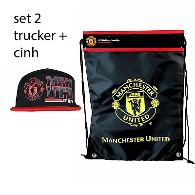 Manchester United Fc Adjustable Cap Hat Red Black Soccer + Cinch Bag Drawstring  • $19.99