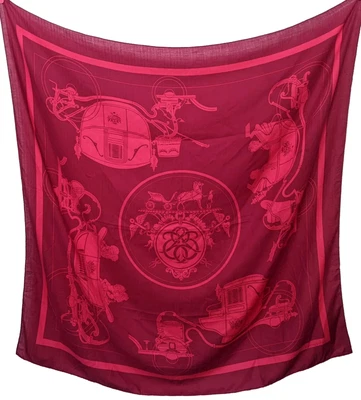 $1350 • Buy Hermes 2008 Cassis/Framboise   Ex Libris   Cashmere Shawl 140 X 140 Cm