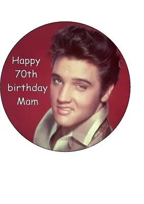 7.5 Elvis Presley Icing Cake Topper Personalised With Any Message. • $4.98