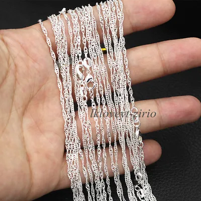 Wholesale Lots 5Pcs 925 Sterling Solid Silver Water Wave Chain Necklace 16 -28  • $4.69