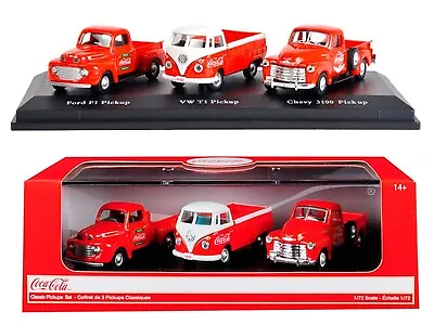  Classic Pickups  Gift Set Of 3 Pcs  Coca Cola  1/72 Diecast Cars By Mcc 472100 • $24.99