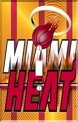 Miami Heat Light Switch Plate Wall Outlet Cover Decor Nba Basketball Man Cave • $8.70