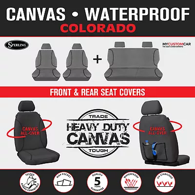 Holden Colorado RG Dual Cab 2012-2013 TRADIES Front&Rear Grey Canvas Seat Covers • $309