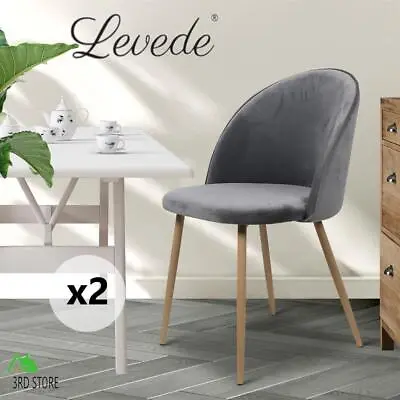 Levede 2x Dining Chairs French Provincial Kitchen Cafe Lounge Upholstered GREY • $117