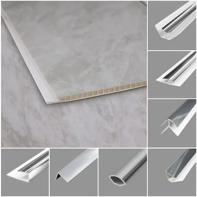 £69.99 • Buy Grey Marble Gloss Wall Panels Bathroom Trims Shower Cladding Kitchen PVC Ceiling