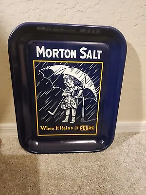 Vintage MORTON SALT  Umbrella Girl When It Rains It Pours  Tray W History JRR3 • $17.43
